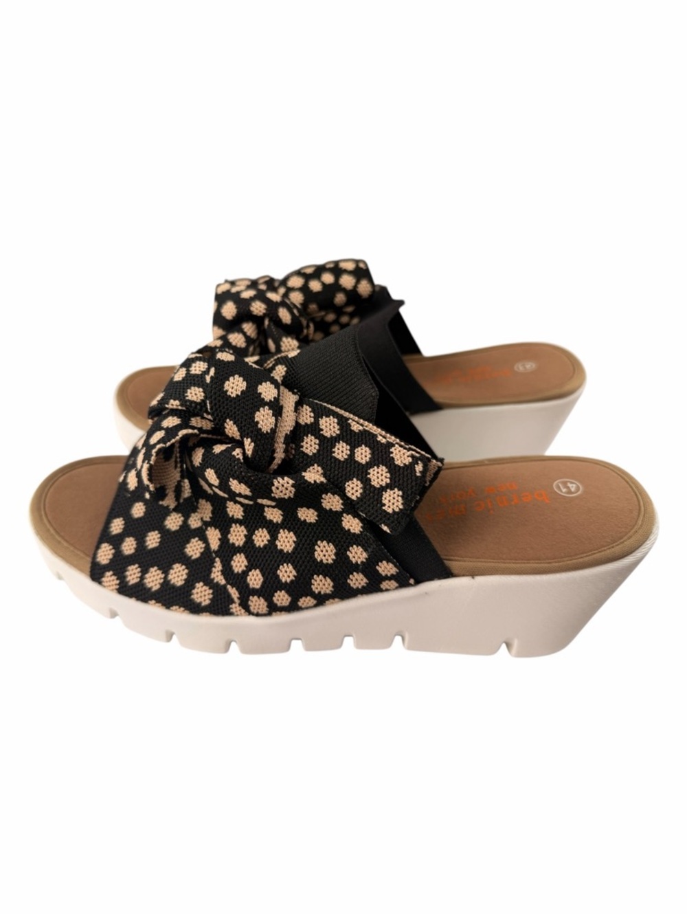 Bernie Mev. NY Venti Freesia Women’s Open Toe Wedge Heel Bisque Polkadots 41